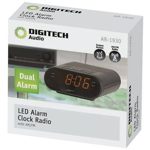 Compact Portable 240V LED Alarm Clock with AM/FM Radio