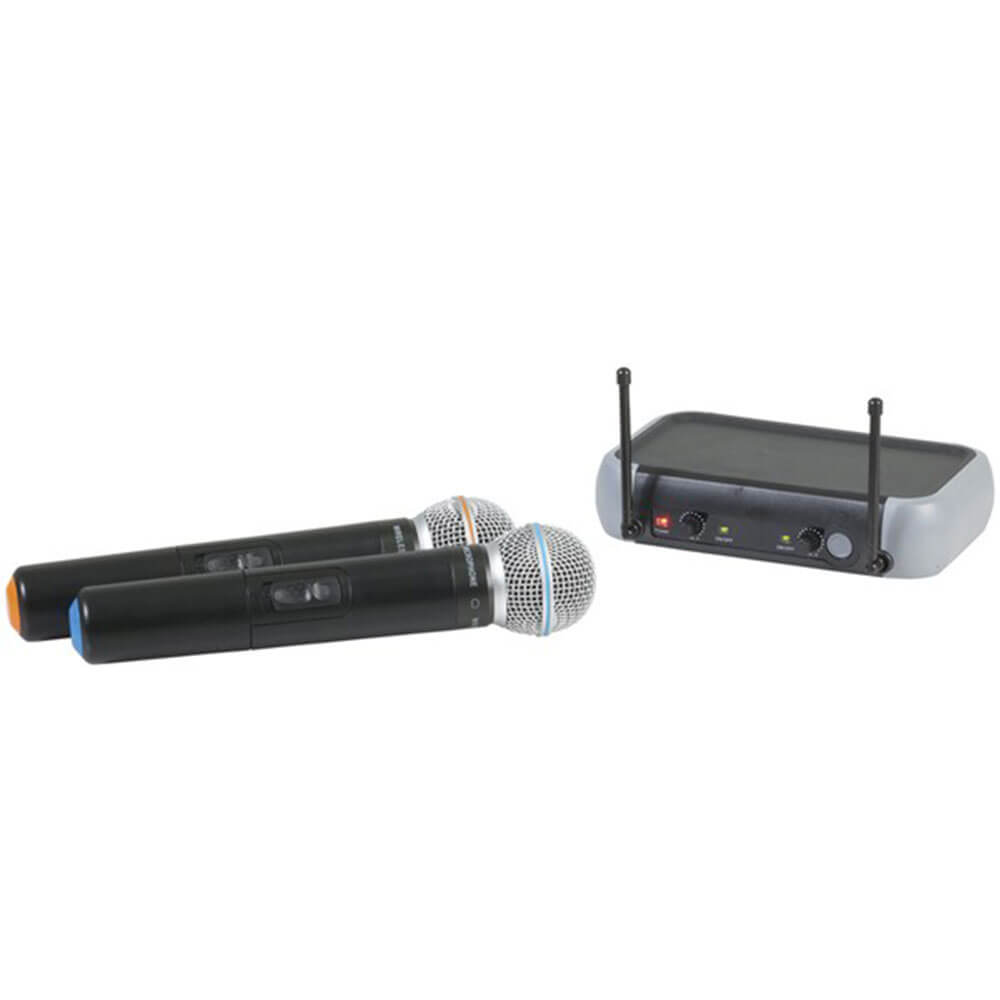 Dual Wireless UHF Microphone System w/ Receiver and PSU