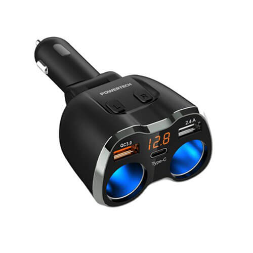 Dual Cigarette Lighter Adaptor w/ 3x USB Ports & Voltmeter