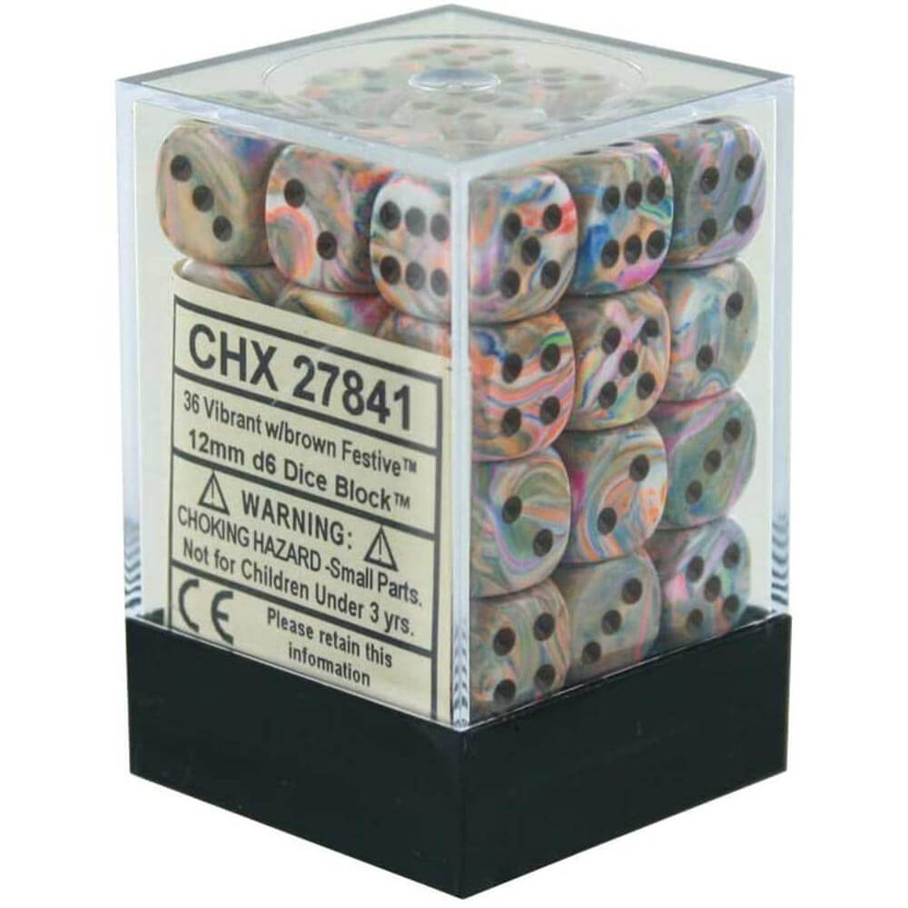 D6 Dice Festive 12 mm (36 dés)