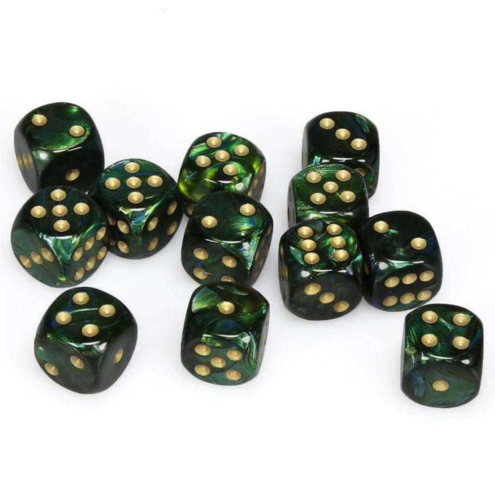 D6 dados escarab 16 mm (12 dados)