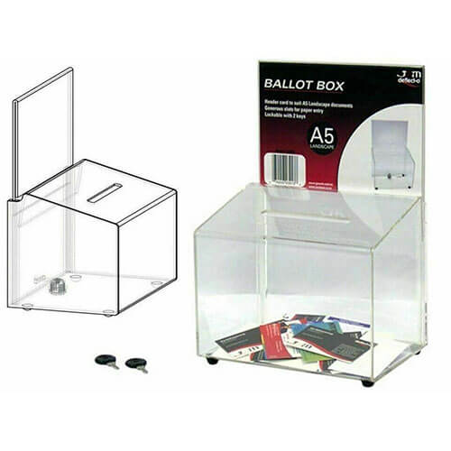 Deflecto Landscape Ballot/Comment Box Clear (A5)