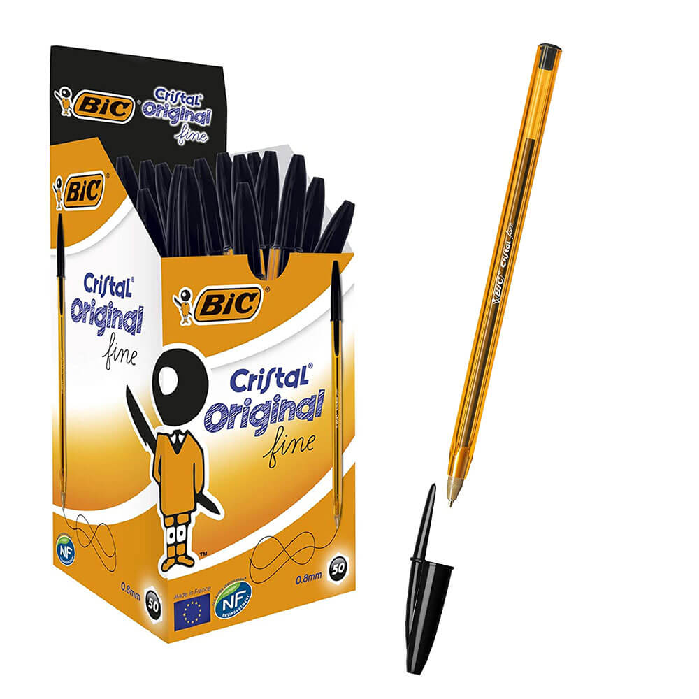 Bic Cristal original caneta esferográfica fina 0,8mm 50pk