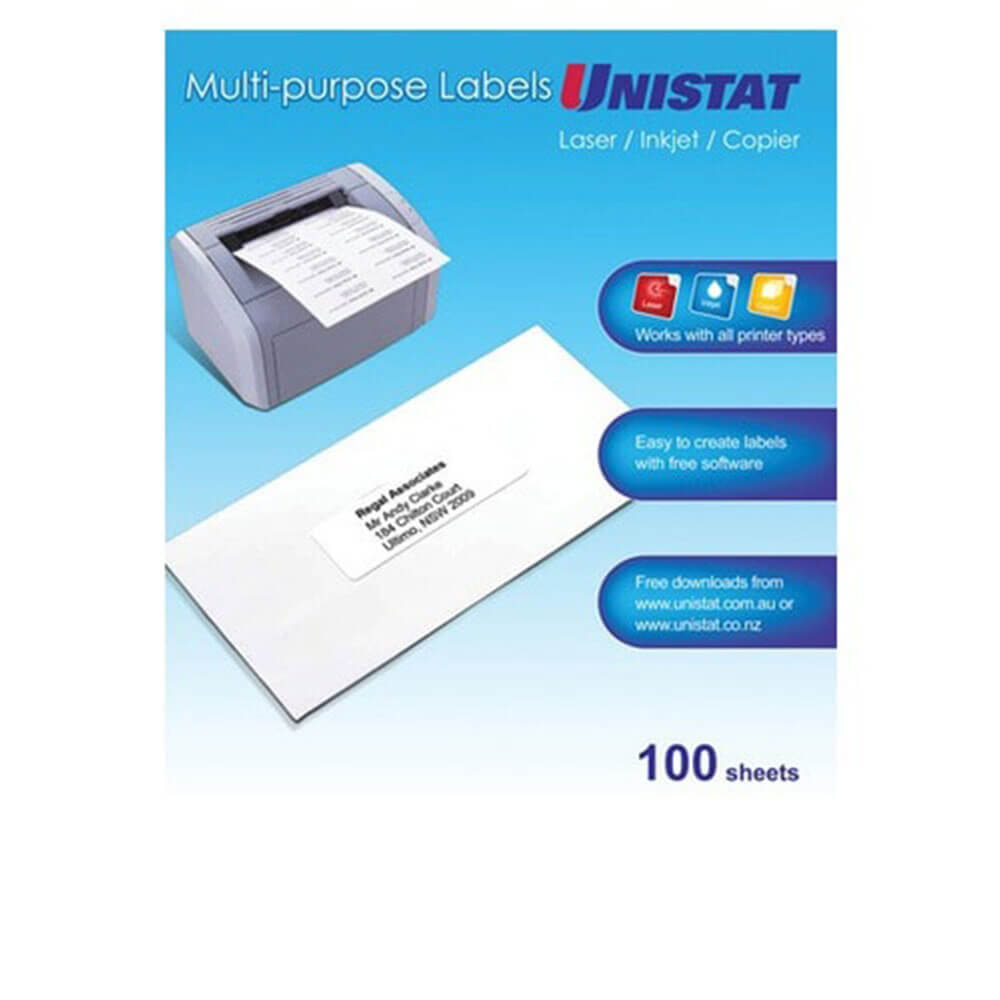 Unistat Laser/Jato de Inimiga/Copiadora Rótulo 100pk