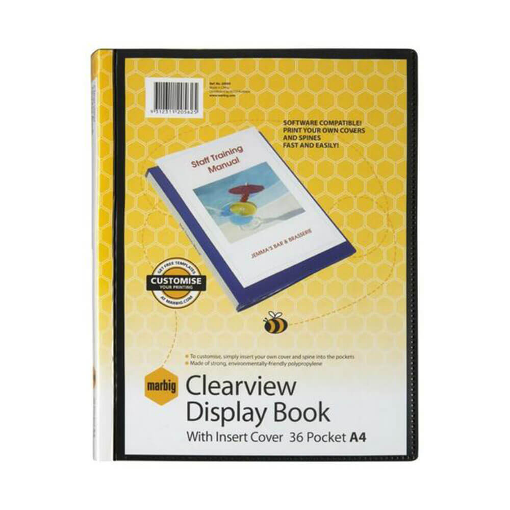 Marbig Display Book ClearView A4 Black