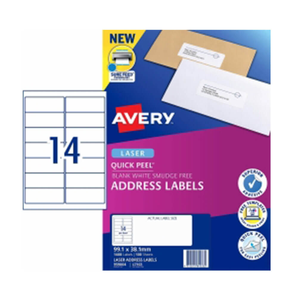 Avery Laser Address Label White (100pk)