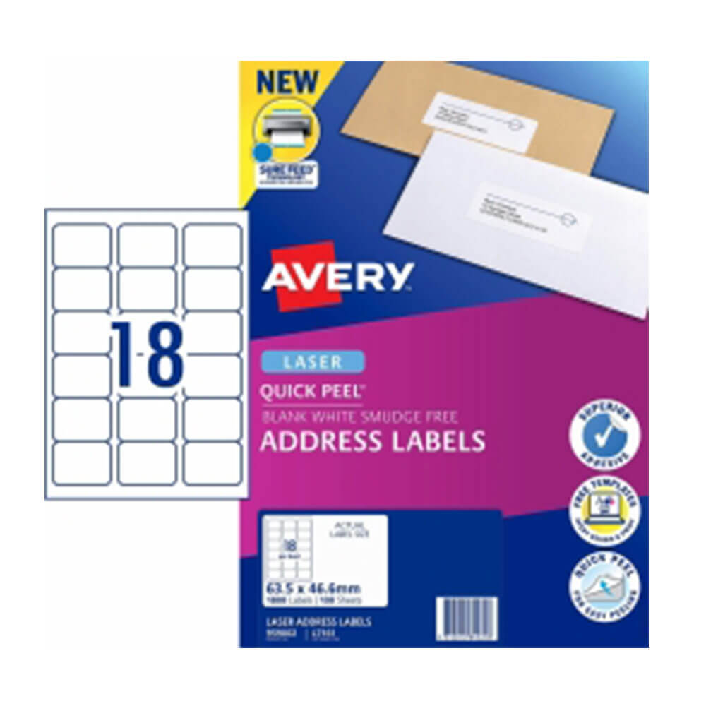 Avery Laser Address Label White (100pk)