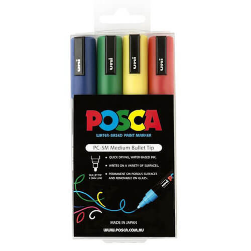 Uni Posca 2.5mm Tip Marker Assorted (4pk)