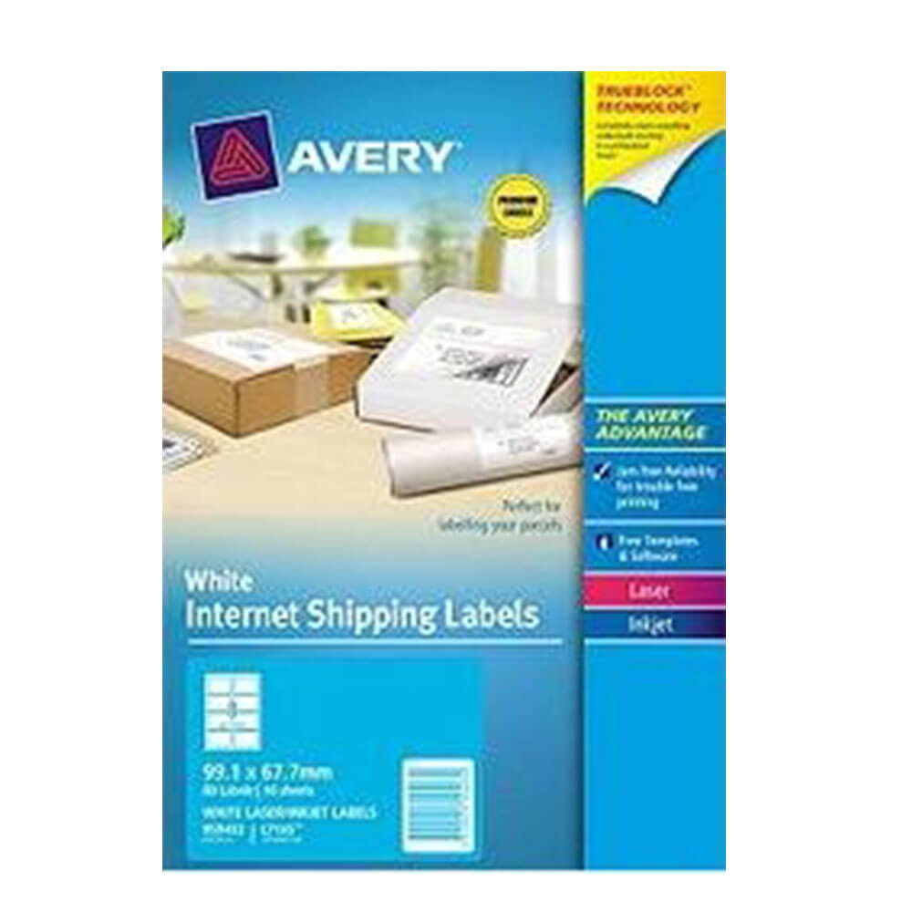 Avery Trueblock Internet Shipping Rótulo 10pk branco