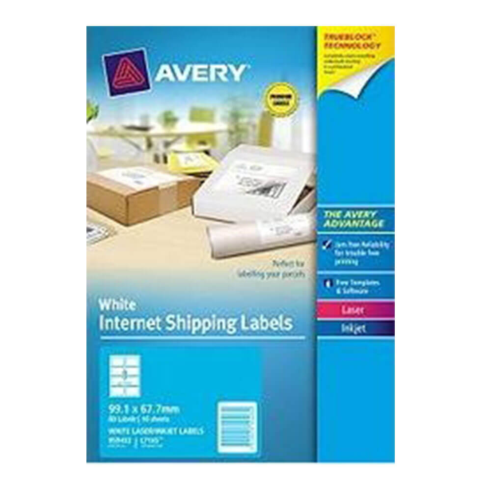 Avery TrueBlock Internet Shipping Label 10pk White