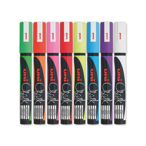 Uni Chalk Marker Assorted (12pk)