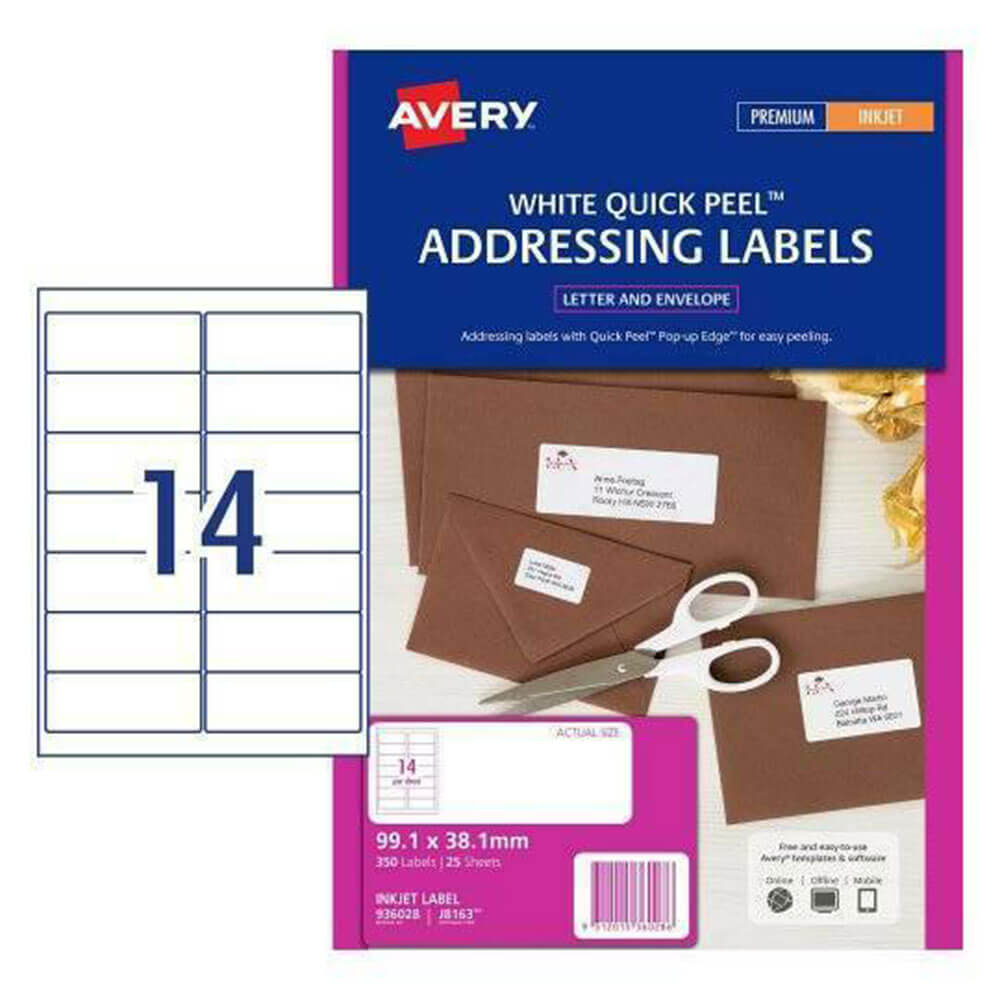 Etiqueta de endereço de jato de tinta Avery (25pk)