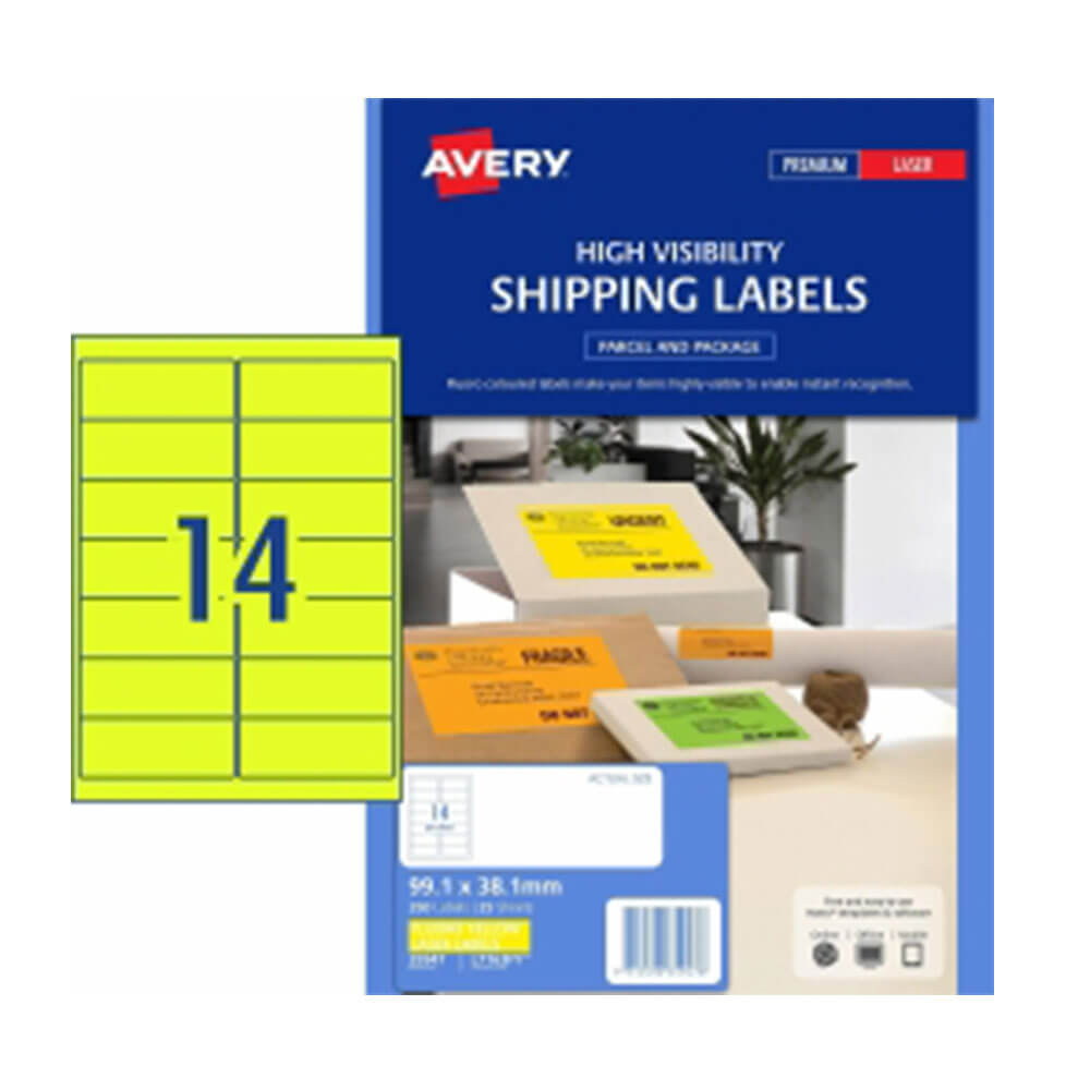 Avery High Bivisibility Shipping Label 25pk 14/sheet