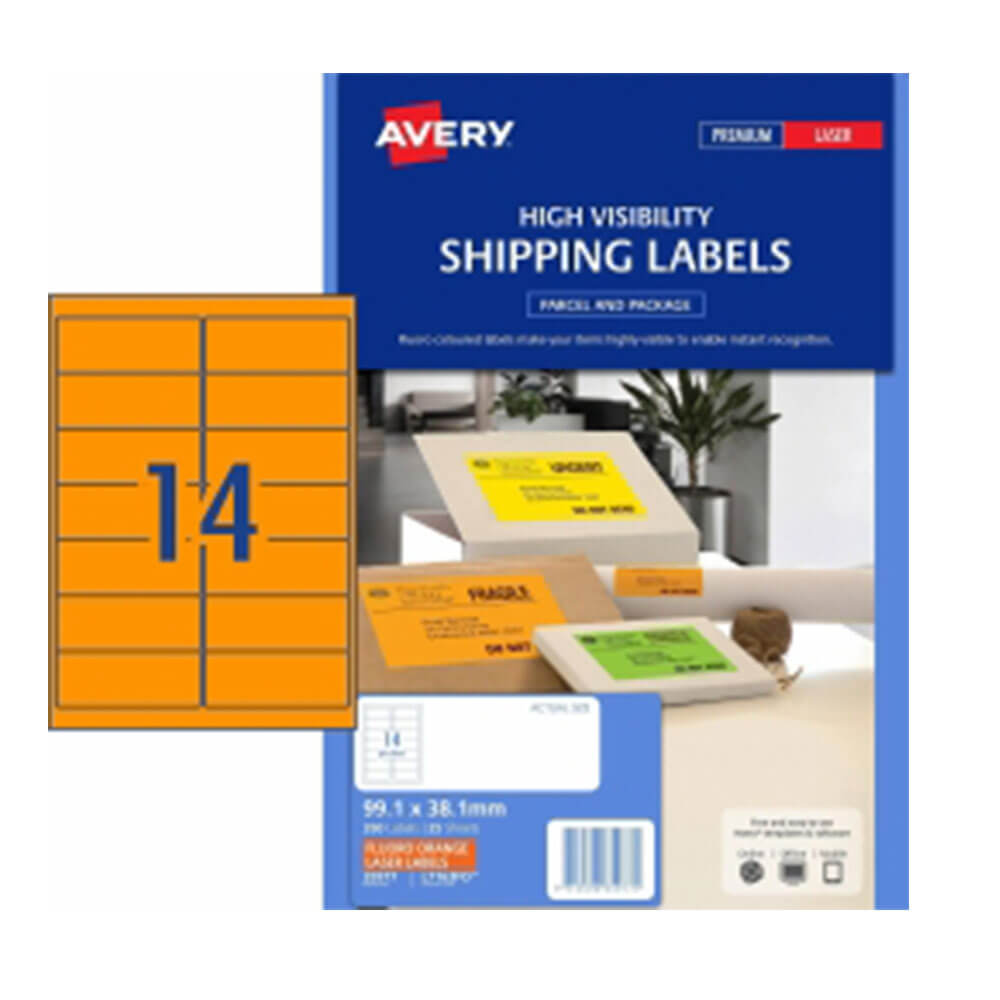 Étiquette d'expédition Avery High Visibility 25pk 14 / feuille