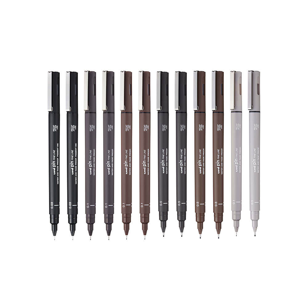 Pen Fineliner de Pin Uni-Ball (12pcs)