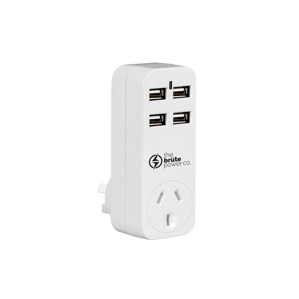 Brute Power Co. One Socket Adapter (White)