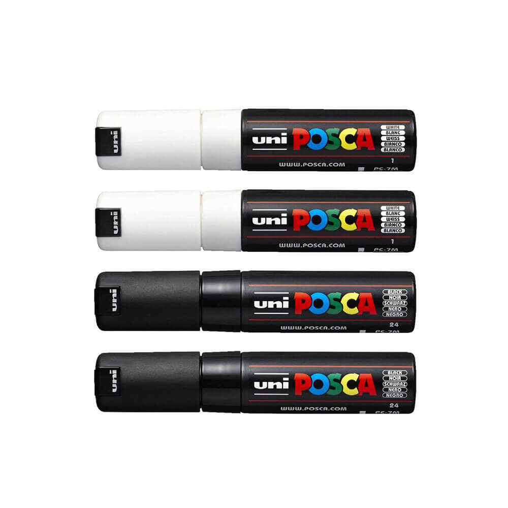 Uni Posca 8-mm-Spitzenmarker, sortiert (4er-Pack)