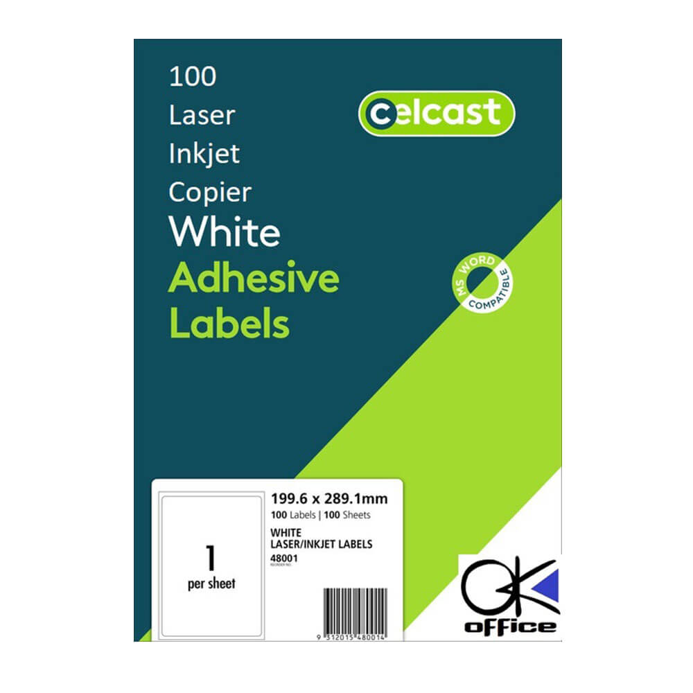 Étiquettes laser / jet de celcast White (100pk)