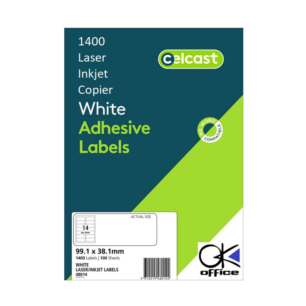  Celcast Laser-/Inkjet-Etiketten, Weiß (100 Stück)