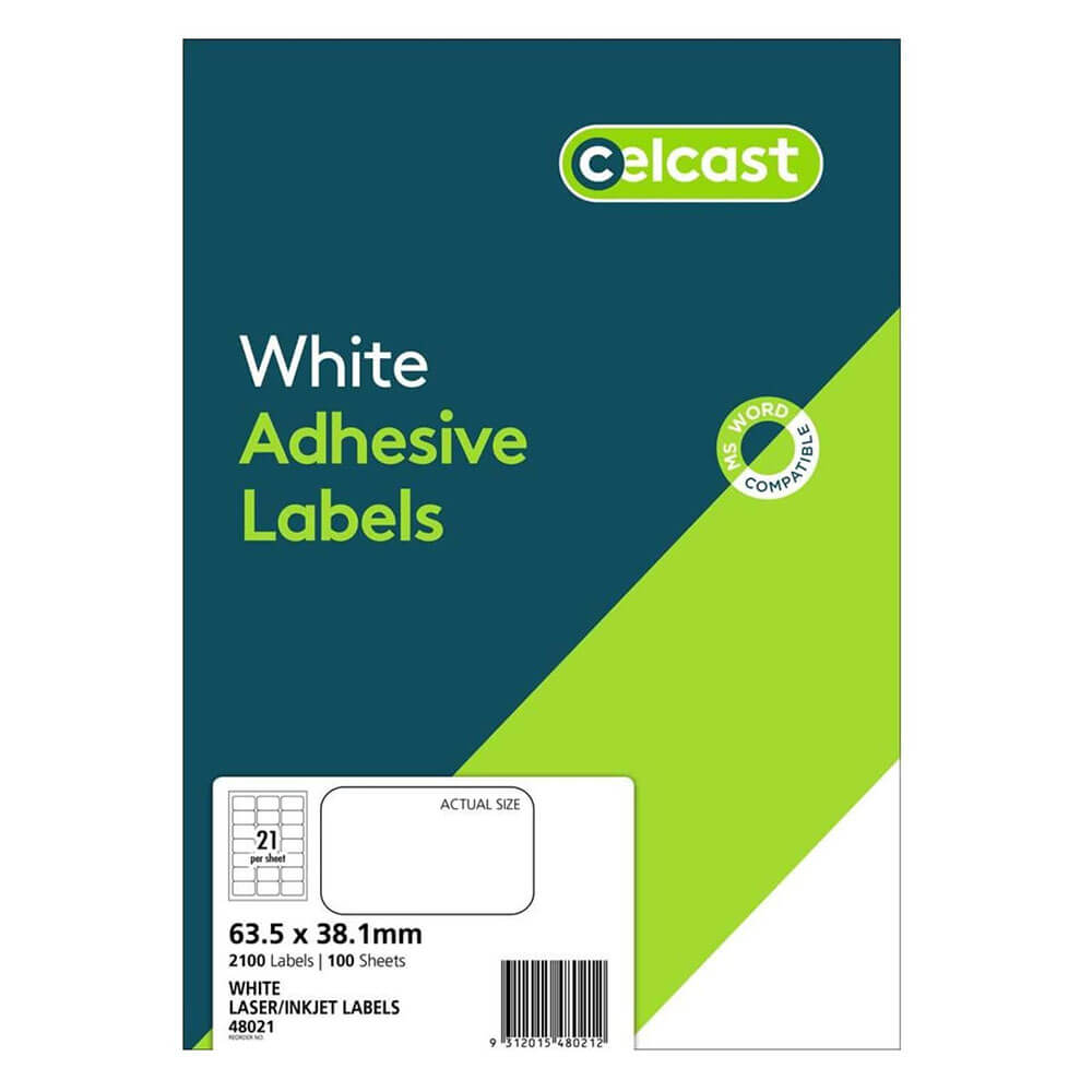 Celcast Laser/Inkjet Etykiety White (100pk)