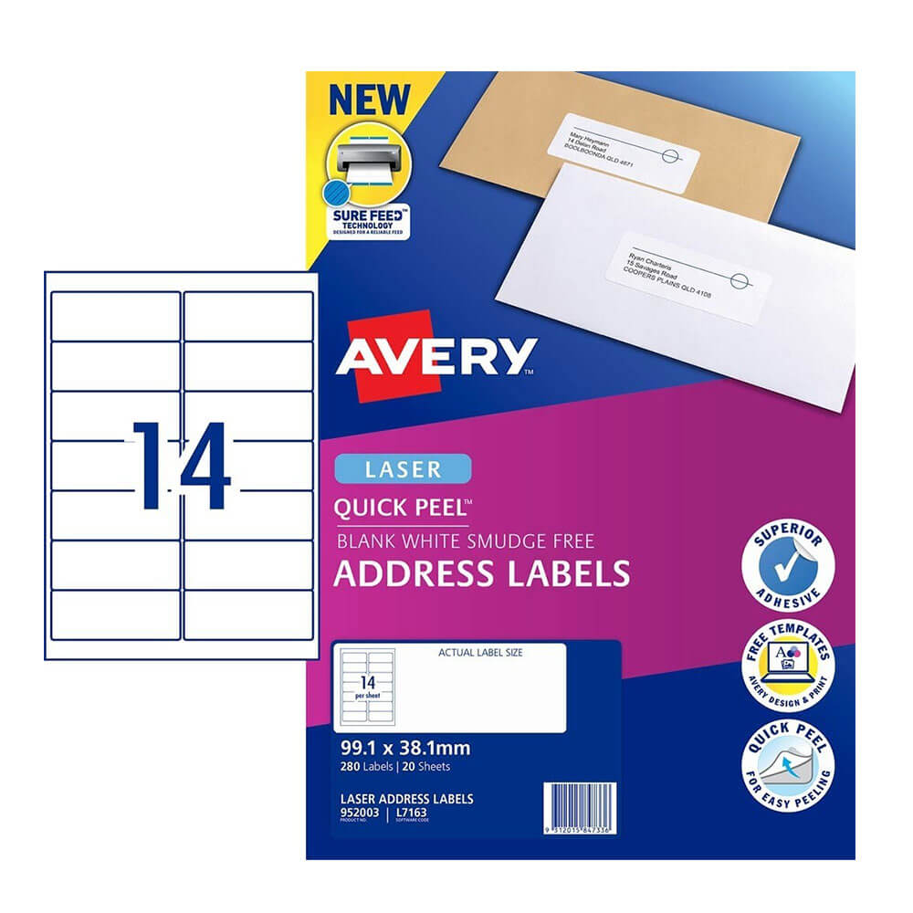 Rótulo Avery Laser Retail Pack (20pk)