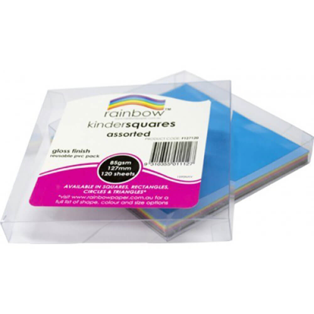 Rainbow Kinder Squares Craft Paper 120pk (brillante)