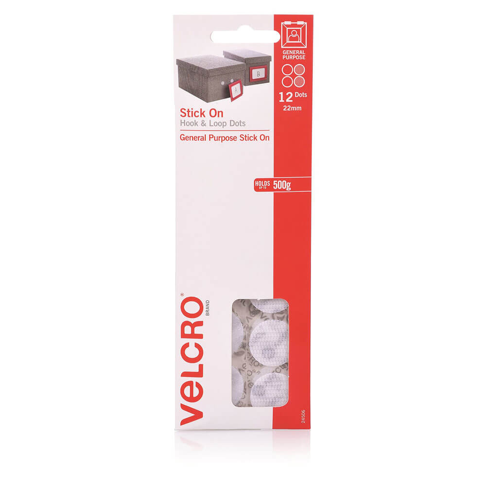 Stick in velcro su punti per gancio e ciclo 22mm (12pk)