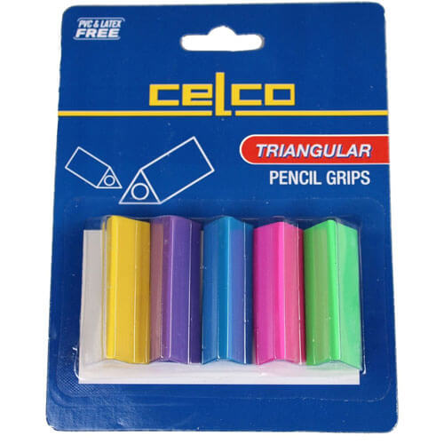 Celco Triangular Pencil Grips 5pk (Assorted Colours)