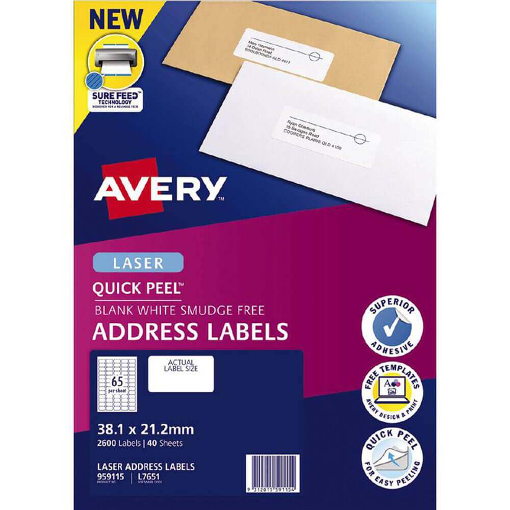 Etiquetas de dirección de cáscara rápida de Avery Laser