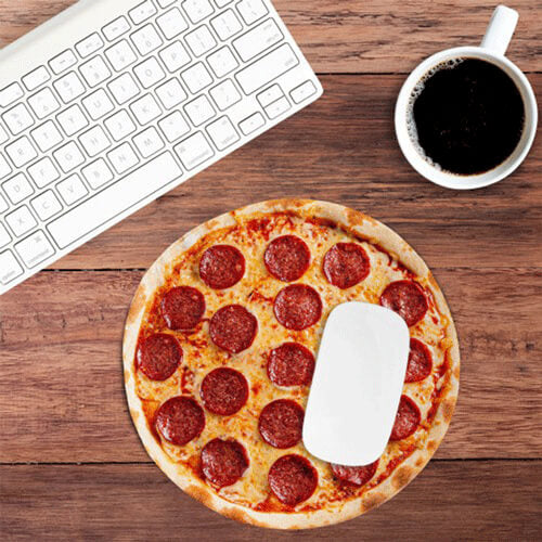 Mustard Pizza Mouse Mat 19cm diameter